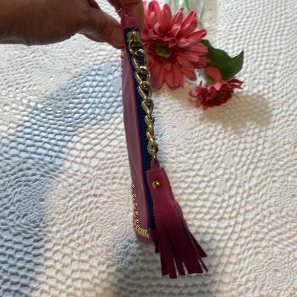 Alberta Di Canio Italian leather studded clutch with tassel - Picture 3 of 4